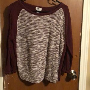 Maroon and white shirt